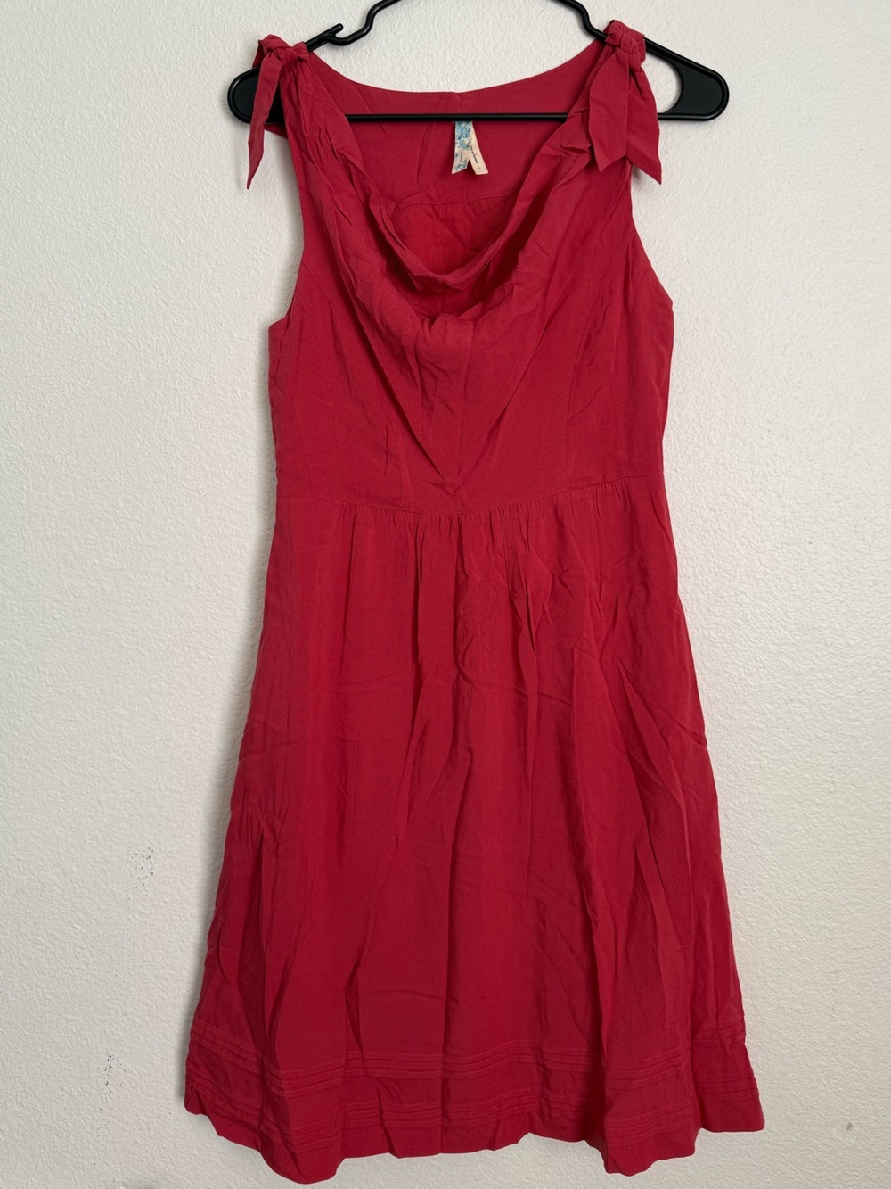 Maeve Anthropologie size 0 Tie-Shoulder Cowl-Neck Mini Dress in Red